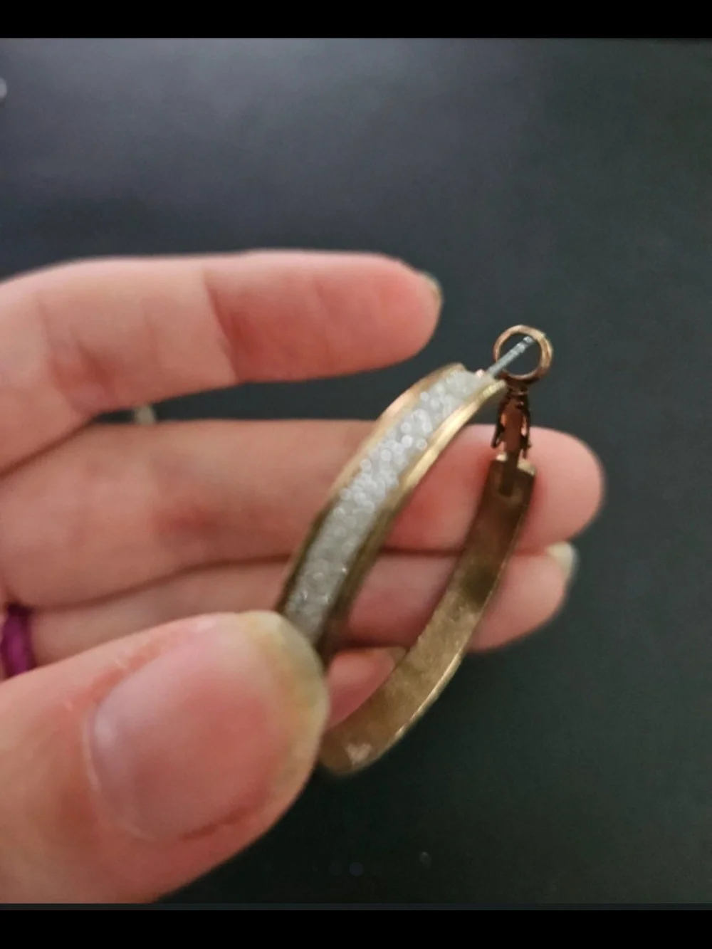 Rose gold glitter hoop earrings